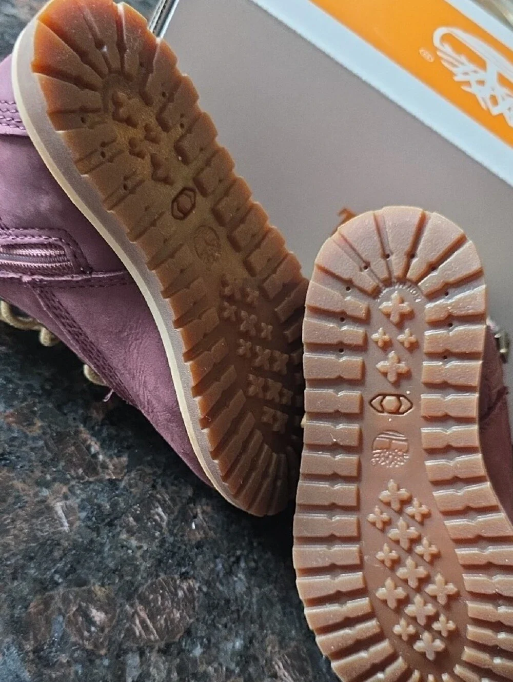 Timberland Kids Plum Nubuck Lace-Up Boots with Cream Accents